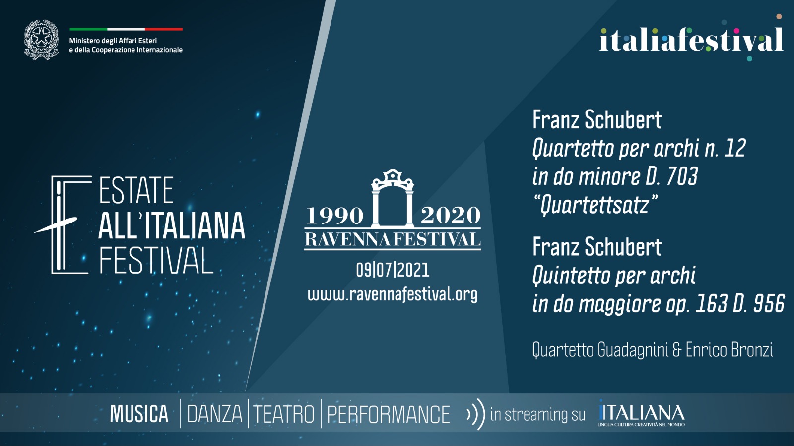 QUARTETTO GUADAGNINI INSIEME AL VIOLONCELLO DI ENRICO BRONZI- RAVENNA FESTIVAL